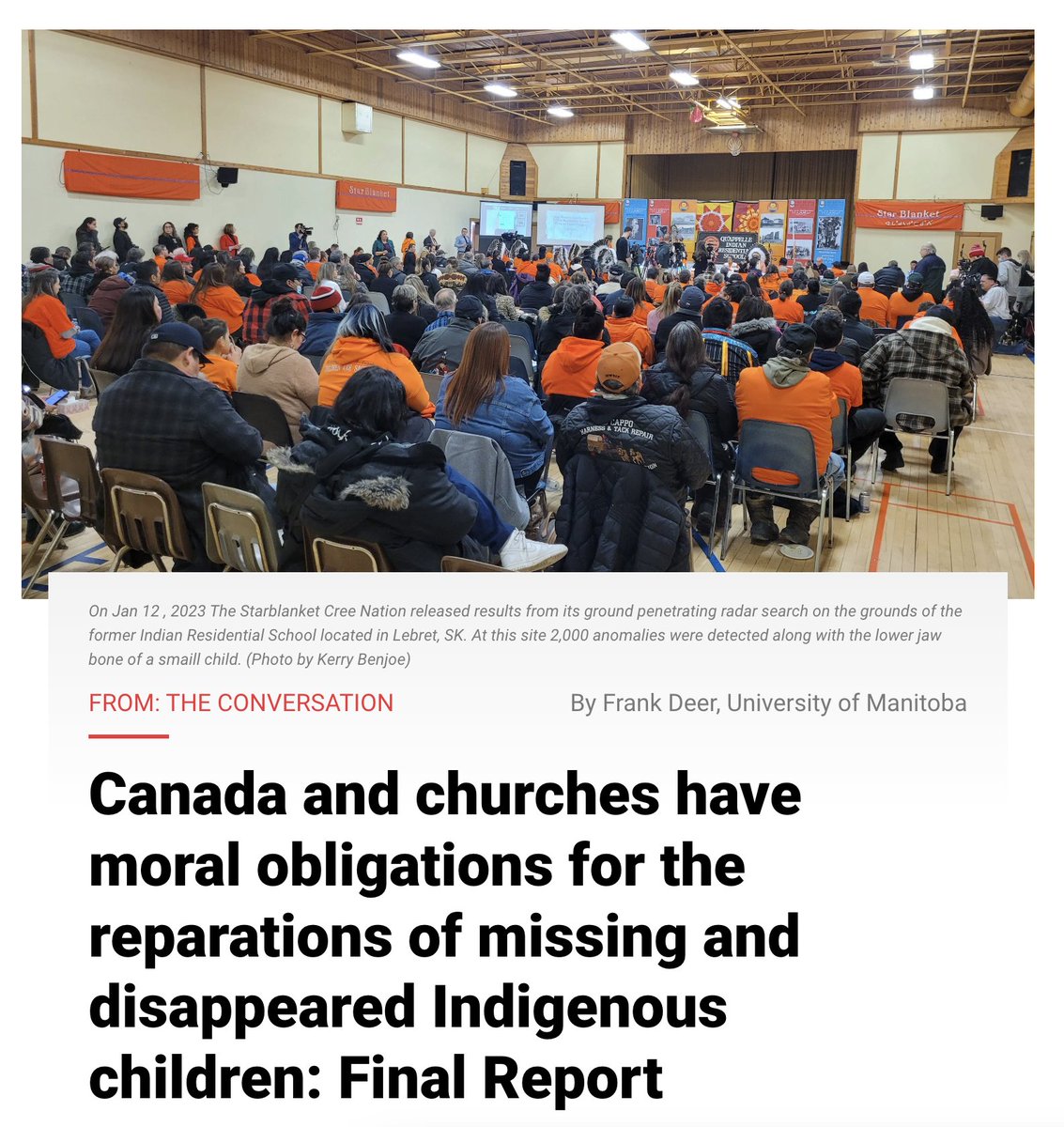 EFN Media (@efnewsonline) on Twitter photo Independent Special Interlocutor Kimberly Murray has released her final report after two years of examining the issue of missing and disappeared Indigenous children and unmarked burials sites at residential schools in Canada.
READ MORE:
eaglefeathernews.com/2024/11/07/can… Independent Special Interlocutor Kimberly Murray has released her final report after two years of examining the issue of missing and disappeared Indigenous children and unmarked burials sites at residential schools in Canada.
READ MORE:
eaglefeathernews.com/2024/11/07/can…