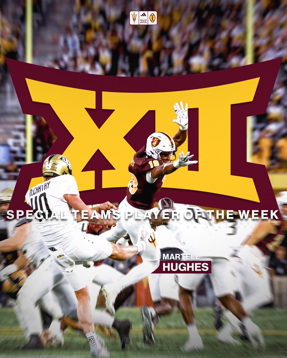 Special Teams. Special Plays. Special Players. 🔥

Martell Hughes named <a href="/Big12Conference/">Big 12 Conference</a> special teams player of the week! 

#ForksUp /// #ActivateTheValley