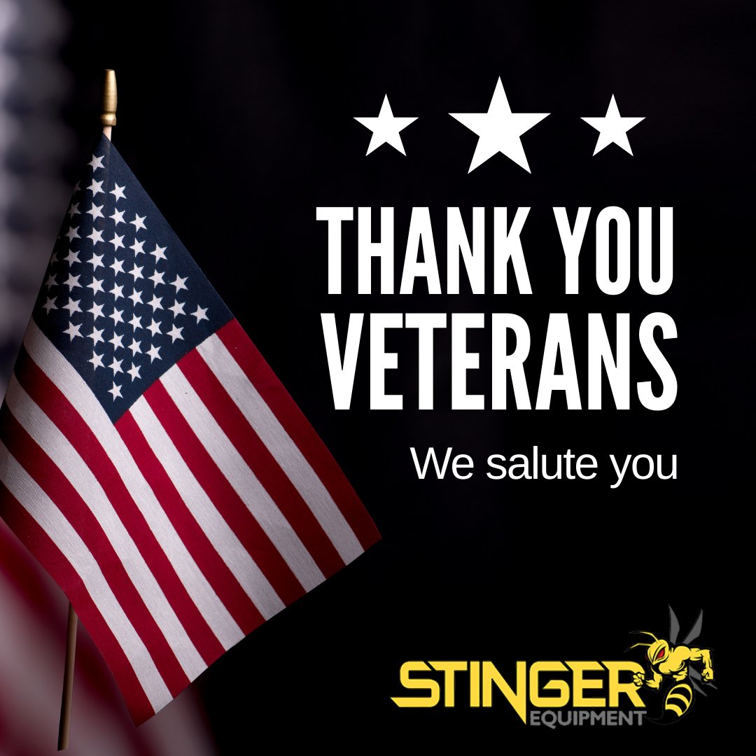 StingerEquip's tweet photo. 🇺🇸 Happy Veteran’s Day! 🇺🇸

Today, we honor and thank all veterans who have served our country. Your courage, sacrifice, and dedication inspire us every day. We are forever grateful for your service and commitment to protecting our freedoms. 

Thank you, Veterans! https://t.co/NCICS5utUn