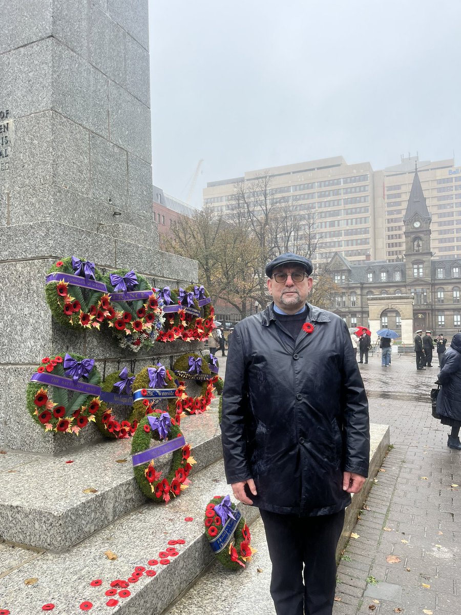 RYMazerolle's tweet photo. Fier d’avoir déposé une gerbe au nom de la République de France à la commémoration du Jour du Souvenir à Halifax. Nous nous souvenons. 🙏 Proud to have laid a wreath on behalf of Republic of France at the Remembrance Day ceremony in Halifax. Lest we Forget. #Franceaucanada🙏 https://t.co/VhKR5BcRfE