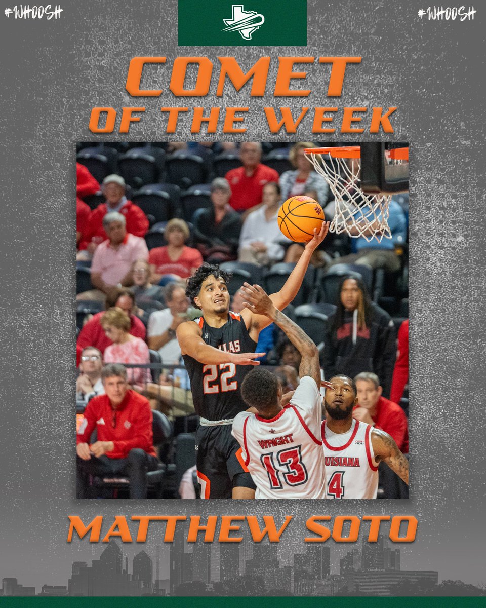 UTDCOMETSPORTS's tweet photo. Sophomore guard Matthew Soto scored a career-high 26 points in the Comets home opener. Sophomore Bailey Schievelbein sparked UT Dallas to a four-set victory at Texas Women's in the season finale hitting .333 with a season high 17 kills. Congratulations to our Comets of the week! https://t.co/167YaJAgNP