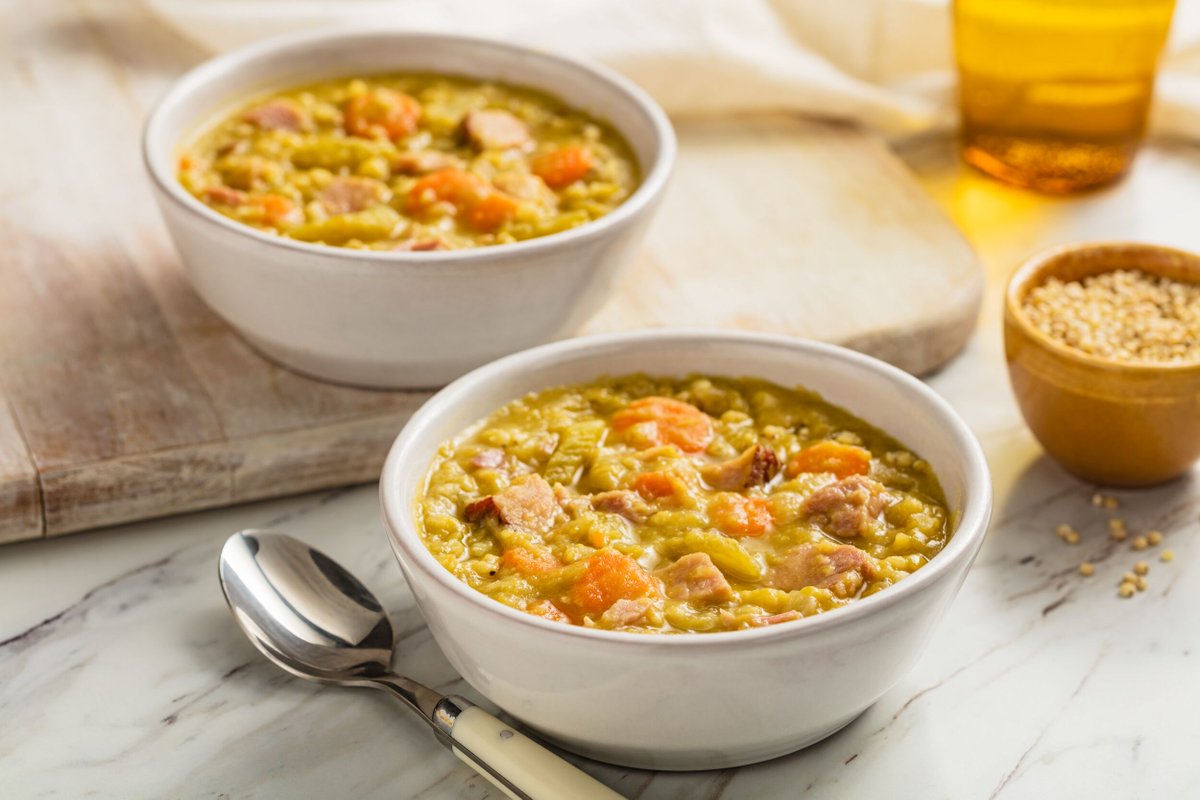 We hope this recipe gives you peas of mind *wink emoji* knowing you're feeding your fam those warm #comfortfoods that keep them satisfied and nourished. Find this split pea soup #recipe at the link below! #splitpeasoupweek

bit.ly/46GE5Ub