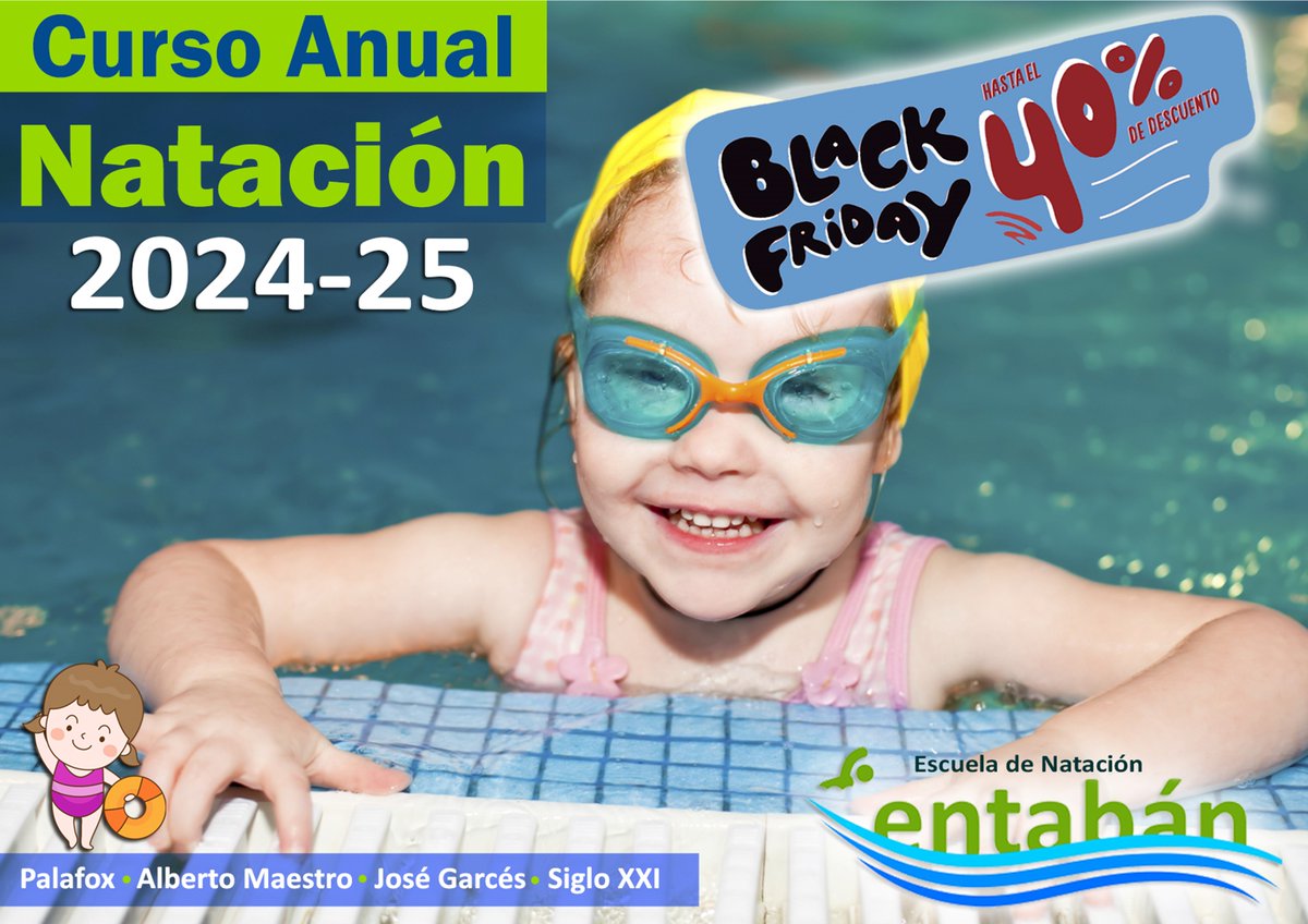 EntabanServ's tweet image. CURSO NATACIÓN ANUAL 2024-25 - BLACK FRIDAY!!!!
Para esos rezagados que todavía no se han decidido por nuestro curso anual, os traemos unos magníficos descuentos, con motivo del próximo BLACK FRIDAY. Los descuentos solo son validos si te apuntas antes del 1 de diciembre.
