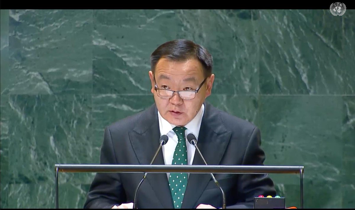 OTD: H.E.Mr. Ankhbayar Nyamdorj, Permanent Representative of 🇲🇳 to 🇺🇳, delivered a statement at the UN GA Plenary meeting on the Intergovernmental Negotiations on Security Council reform.