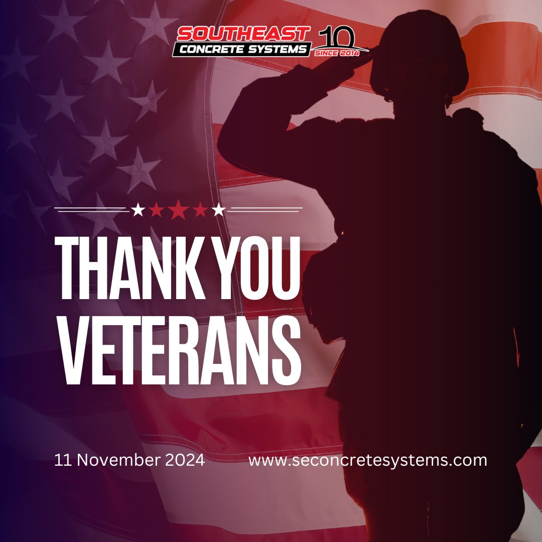 seconcretesys's tweet photo. Honoring all who have served. Thank you, veterans, for your dedication and sacrifice.

#VeteransDay #ThankYouVeterans #HonoringOurHeroes #SoutheastConcreteSystems #GratefulForOurVeterans https://t.co/DMJgCd562E