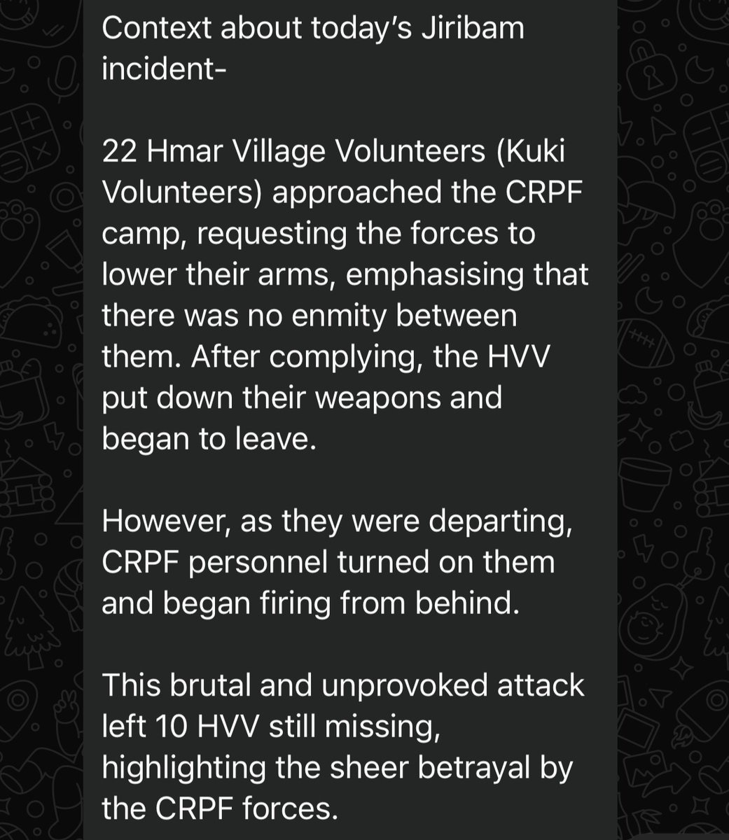 If the allegations are true <a href="/crpfindia/">🇮🇳CRPF🇮🇳</a> must be held accountable for the brutal murders carried out today
An immediate thorough investigation is crucial. The silence from Govt &amp; the mainland is deeply concerning
#ManipurViolence
<a href="/INCIndia/">Congress</a> <a href="/UN/">United Nations</a> <a href="/PMOIndia/">PMO India</a> <a href="/HMOIndia/">गृहमंत्री कार्यालय, HMO India</a> <a href="/rashtrapatibhvn/">President of India</a>