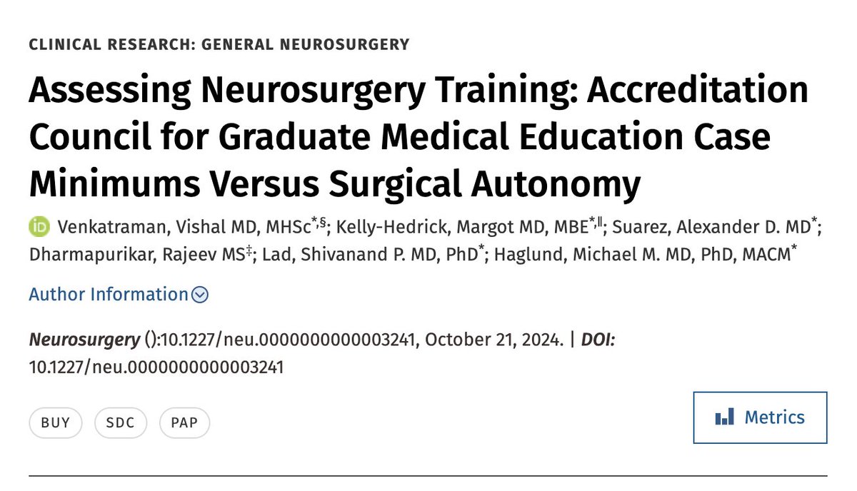 margot kelly-hedrick (@mkellyhedrick) on Twitter photo how should we measure autonomy in residency? we explore using med ed data from <a href="/Dukeneurosurg/">Duke Neurosurgery</a> , lead: <a href="/Vishvenkatraman/">Vishal Venkatraman</a>
journals.lww.com/neurosurgery/a… <a href="/LadNeurosurgery/">Dr. Nandan Lad</a> <a href="/NeurosurgeryCNS/">Neurosurgery Publications</a> how should we measure autonomy in residency? we explore using med ed data from <a href="/Dukeneurosurg/">Duke Neurosurgery</a> , lead: <a href="/Vishvenkatraman/">Vishal Venkatraman</a>
journals.lww.com/neurosurgery/a… <a href="/LadNeurosurgery/">Dr. Nandan Lad</a> <a href="/NeurosurgeryCNS/">Neurosurgery Publications</a>