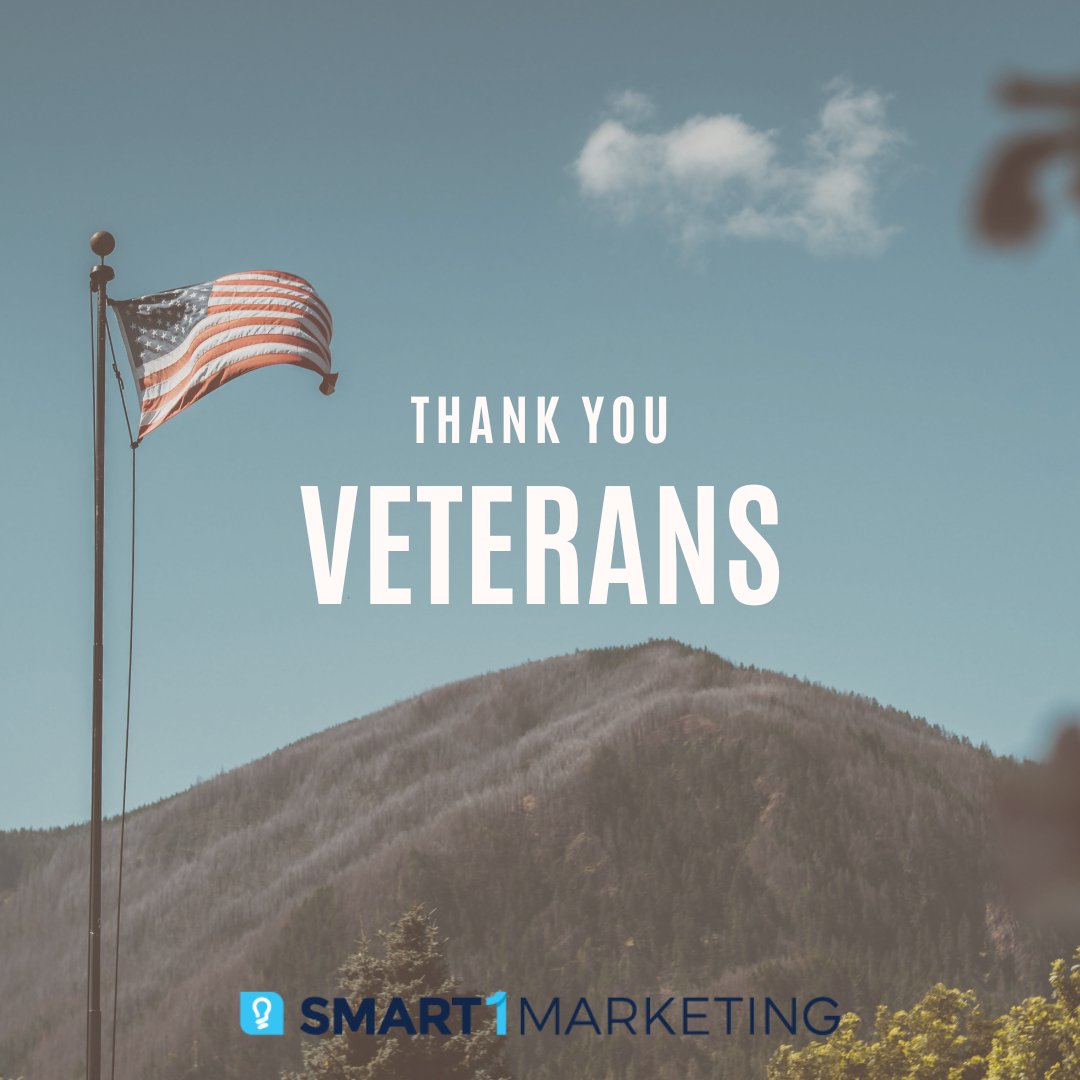 Smart1Marketing's tweet photo. 🎖️Today, we honor those who served. Happy Veterans Day to our brave service members past and present. Your sacrifice and dedication to our nation will always be remembered and appreciated. #VeteransDay #Smart1Marketing #ThankYou https://t.co/cakfmUoSVz