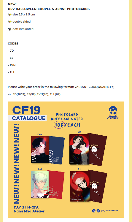 _venorama's tweet photo. we've added new stuffs in our CF19 Mail Order form 👀
 
#CF19MailOrder #CF19 #postCF19 #joongdok #sangsoo #halloween #alnst #ivantill #ivan #till #photocard https://t.co/diEbgRRPA8