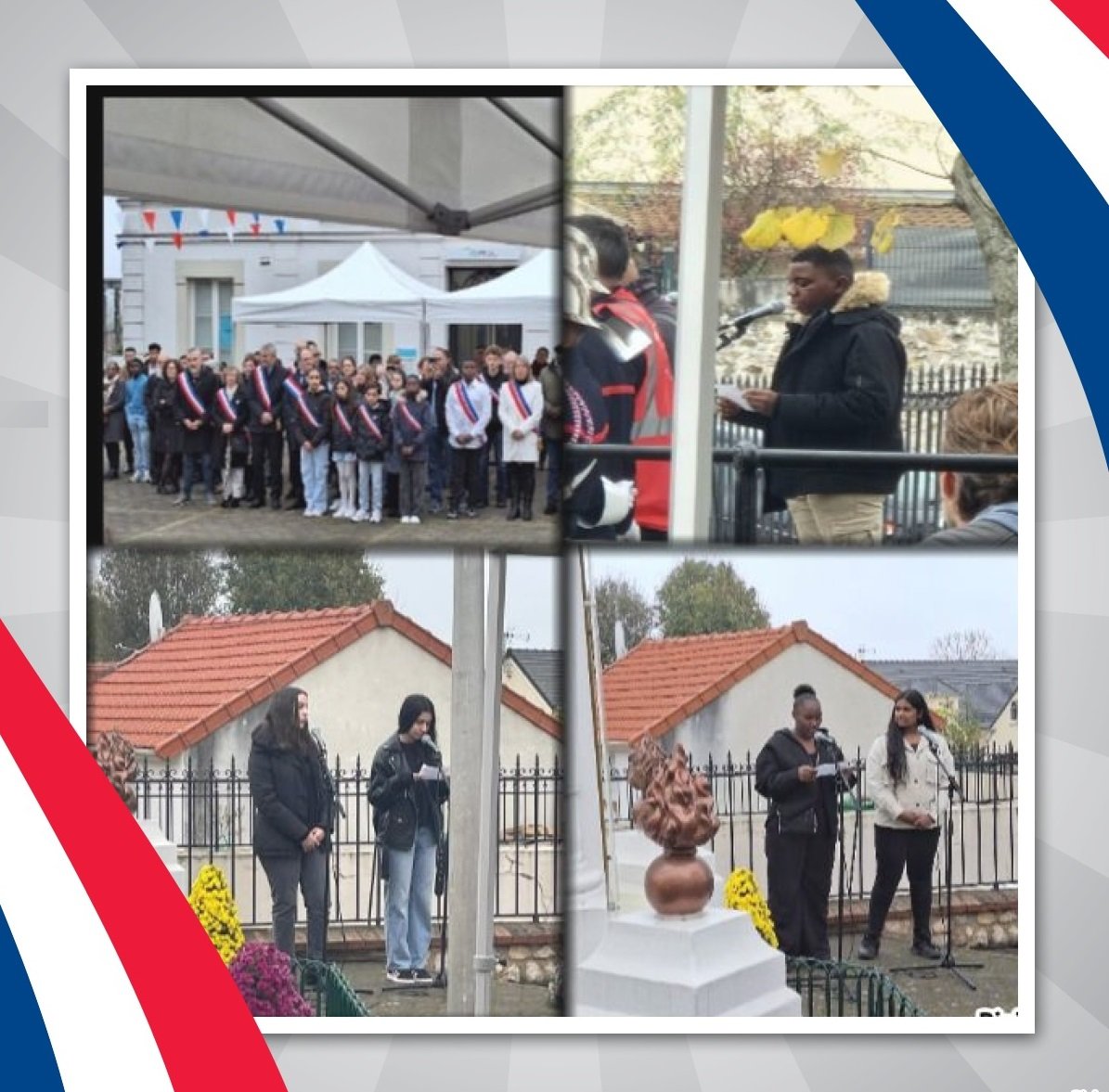 Participation de nos élèves à la cérémonie de commémoration de l'armistice du 11 novembre 1918 de la ville de Montigny-lès-Cormeilles. Bravo à eux et à leurs enseignants.