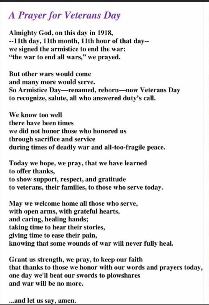 #Prayer for #VeteransDay. To be delivered at the stroke of 11am this morning — 11th month, 11th day, 11th hour — at the Cosmos Club annual Veterans Day gathering, Washington, DC.