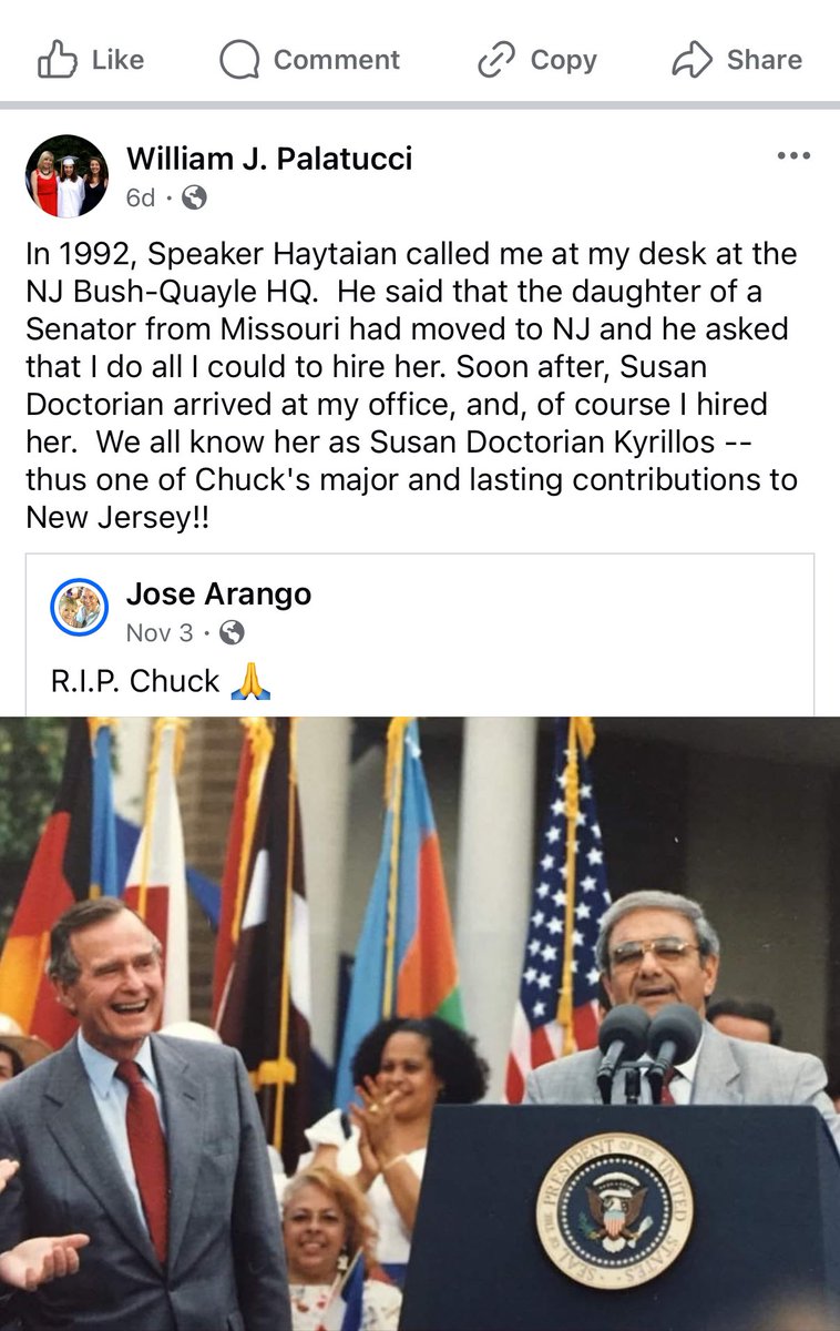 Senator Joe Kyrillos (@joekyrillos) on Twitter photo God Bless, Speaker Chuck Haytaian!
And thank you <a href="/billpalatucci/">Bill Palatucci</a> for helping to make so many important things happen in my life! God Bless, Speaker Chuck Haytaian!
And thank you <a href="/billpalatucci/">Bill Palatucci</a> for helping to make so many important things happen in my life!
