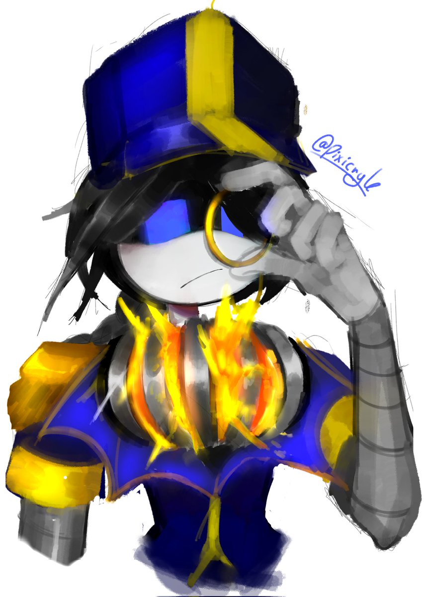 Pixicryle's tweet image. Quick oc art for lore. 
your local train conductor drone
(Might change the design later) #murderdrones #muderdronesoc