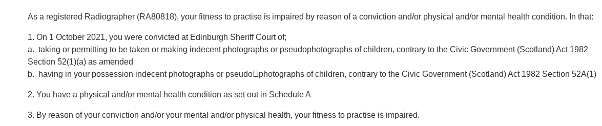 crochetjenny's tweet image. Scott Gray - Radiographer
Struck Off - 8th November 2024
It shouldn't take 9 hearings to reach this decision, good grief what a waste of time and money.  
#NHSScotland