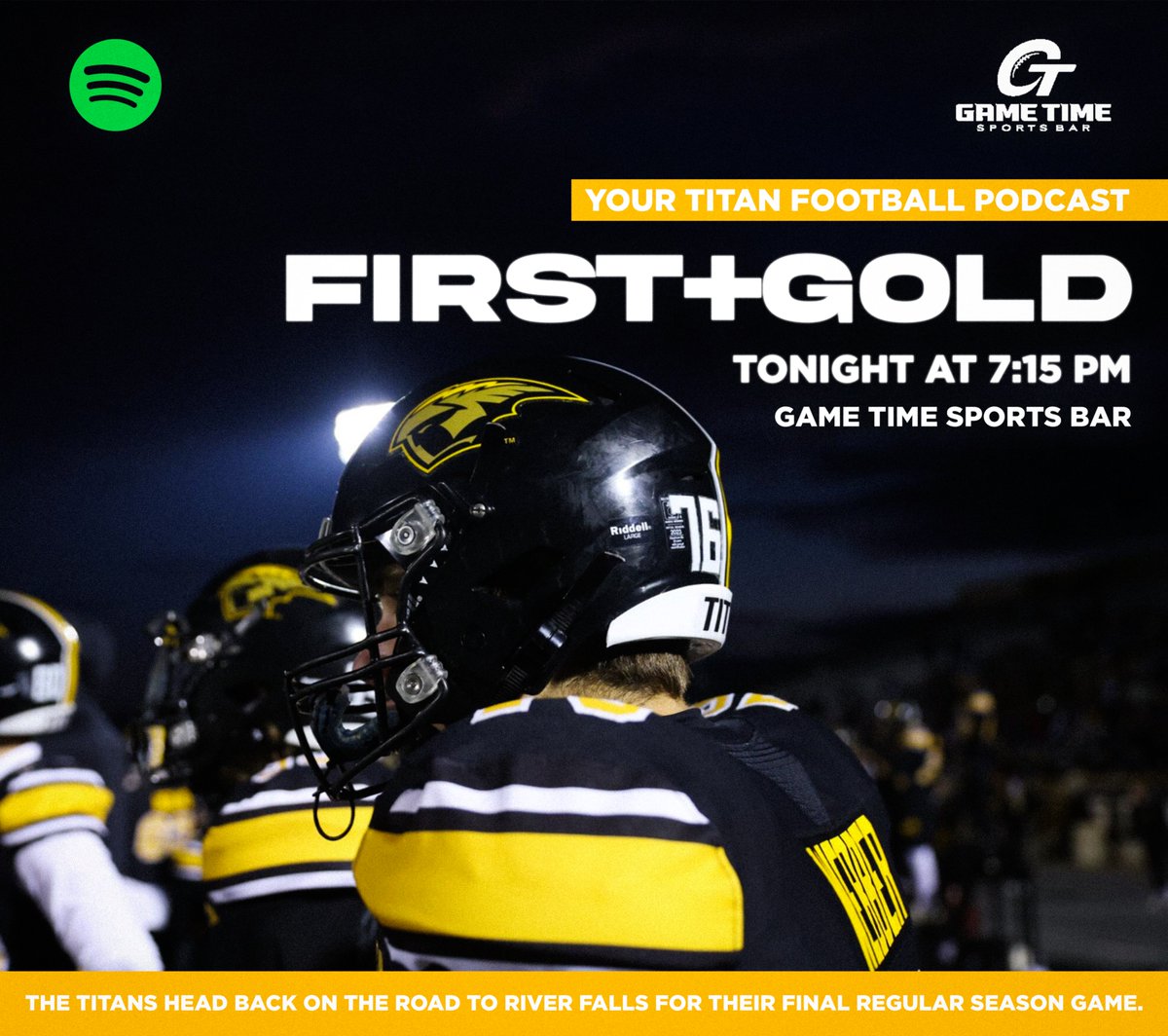 UWOFootball's tweet photo. 𝗙𝗶𝗿𝘀𝘁+𝗚𝗼𝗹𝗱 is back tonight at 7:15 PM at 𝗚𝗮𝗺𝗲 𝗧𝗶𝗺𝗲 𝗦𝗽𝗼𝗿𝘁𝘀 𝗕𝗮𝗿!

Coach Max Schoening will be the guest on the podcast tonight along with our Players of the Week and Coach Jennings! 

🔗 https://t.co/7fOMhbcImF

#FirstandGold | #BeTheOne https://t.co/oYXk5Y9GbB