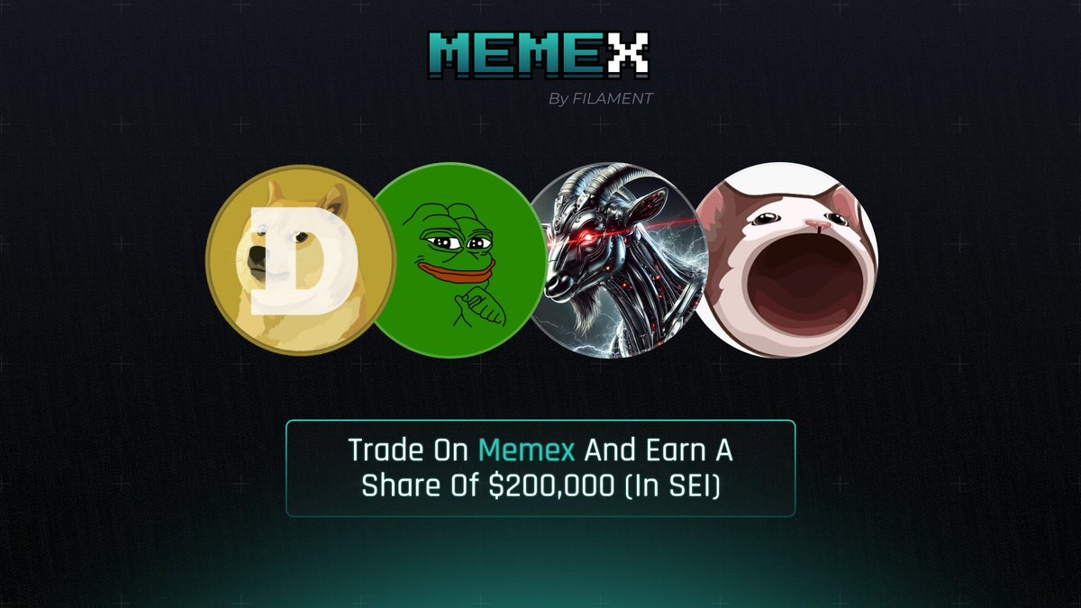 Memecoin Mania is here!

Trade your favourite memecoins on Memex and earn a share of $200k (in $SEI) over the next 16 weeks.

First Epoch (2 weeks) starts today and incentives are dedicated to trading on $DOGE, $PEPE, $POPCAT, $GOAT.

More details👇