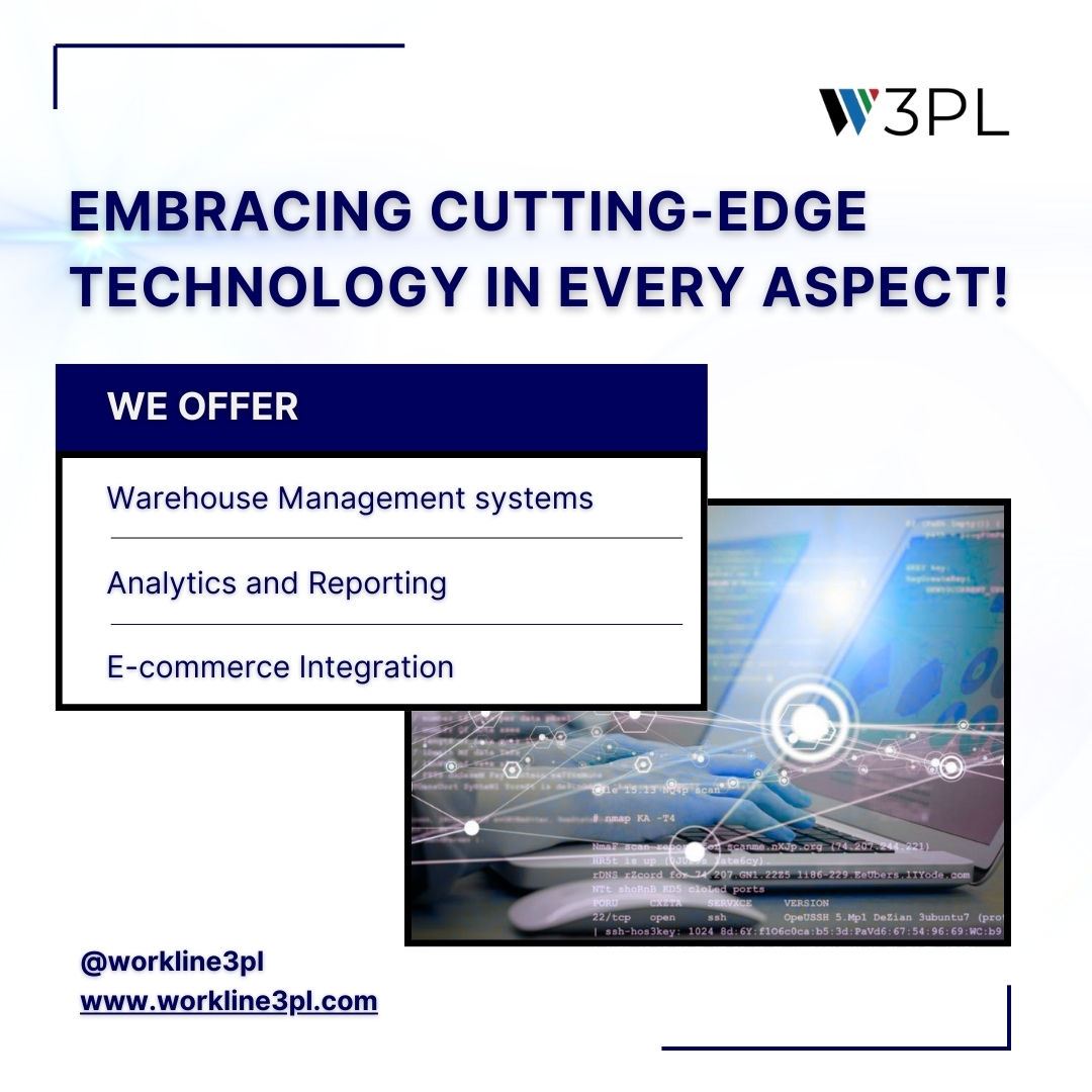 workline3pl's tweet photo. At Workline3PL, we use advanced tech to boost efficiency and customer satisfaction:  
📦 WMS for fast, accurate fulfillment 
📊 Analytics for data-driven decisions 
🛒 E-commerce Integration for seamless online shopping  Committed to innovation, reliability, and excellence! https://t.co/bJrqRUomOb