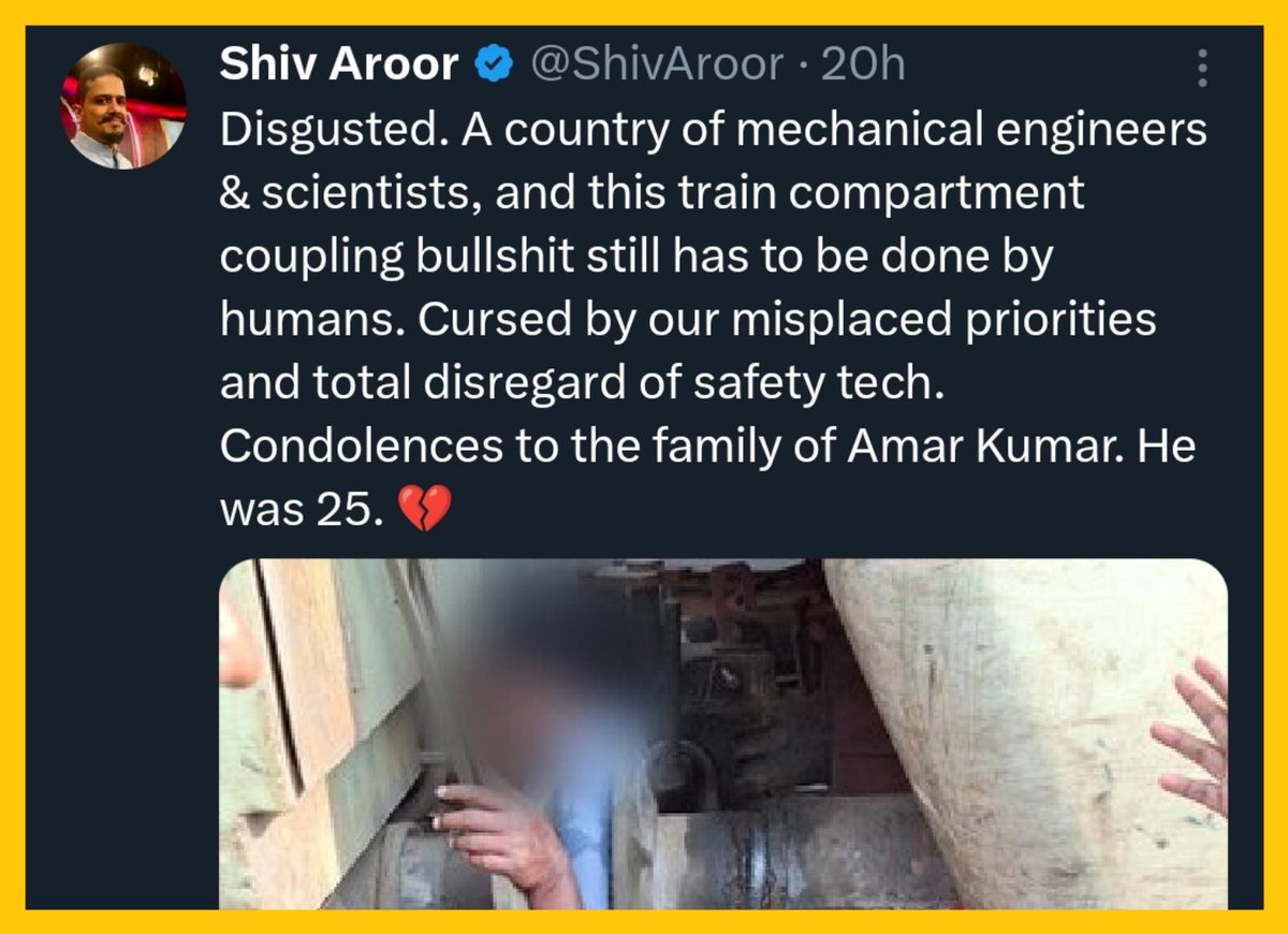 Nehr_who? (@nher_who) on Twitter photo Read the whole tweet and I can say that
Shiv Aroor either doesn't know the name of the Railway Minister or he  doesn't have the balls to question him directly?
Which one is it <a href="/ShivAroor/">Shiv Aroor</a> ? Read the whole tweet and I can say that
Shiv Aroor either doesn't know the name of the Railway Minister or he  doesn't have the balls to question him directly?
Which one is it <a href="/ShivAroor/">Shiv Aroor</a> ?