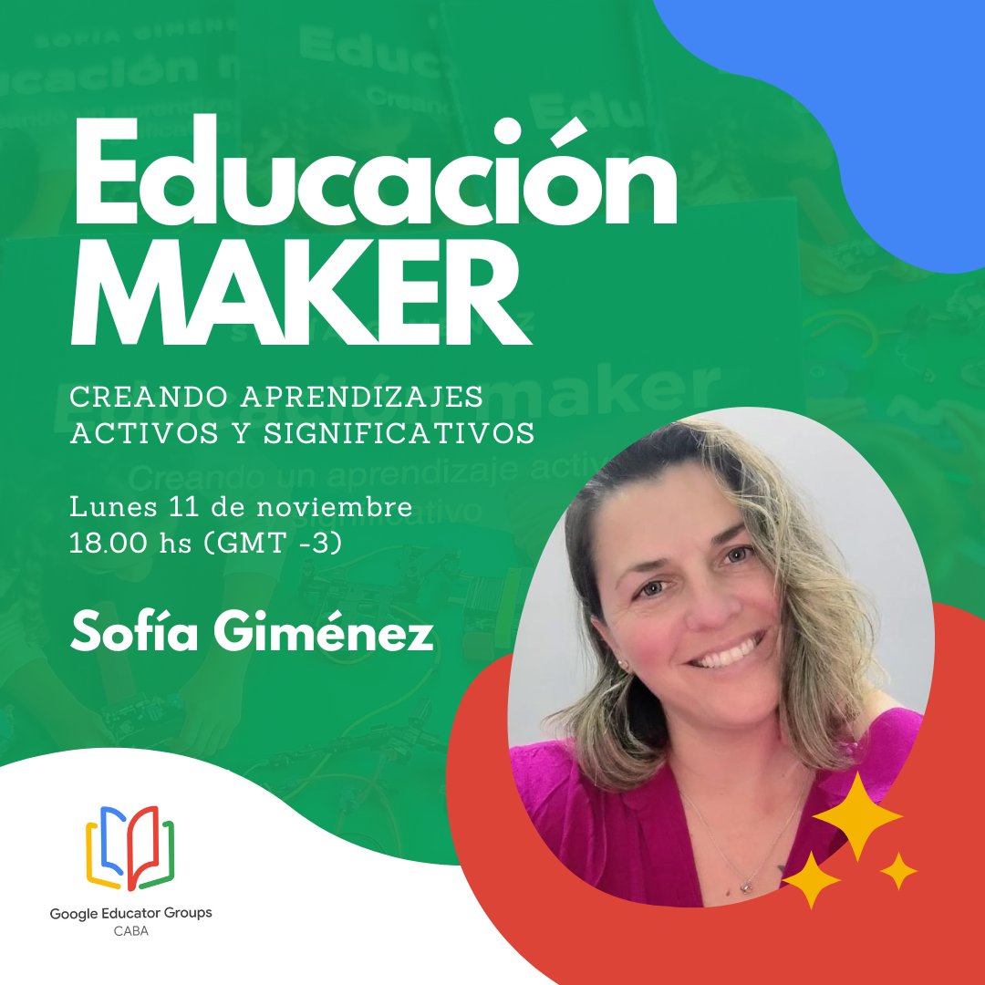 ¿Quién quiere un aula llena de innovación y creatividad? 🚀 🙌🏻
No te pierdas el webinar gratuito con nuestra capitana Sofía Gimenez, fundadora de One Maker Argentina y autora del libro Educación Maker. 💡
📅 Hoy, 11 de Noviembre
⏰ 6 pm ARG (GMT -3) 
🔗 youtube.com/live/a6gks1kGs…