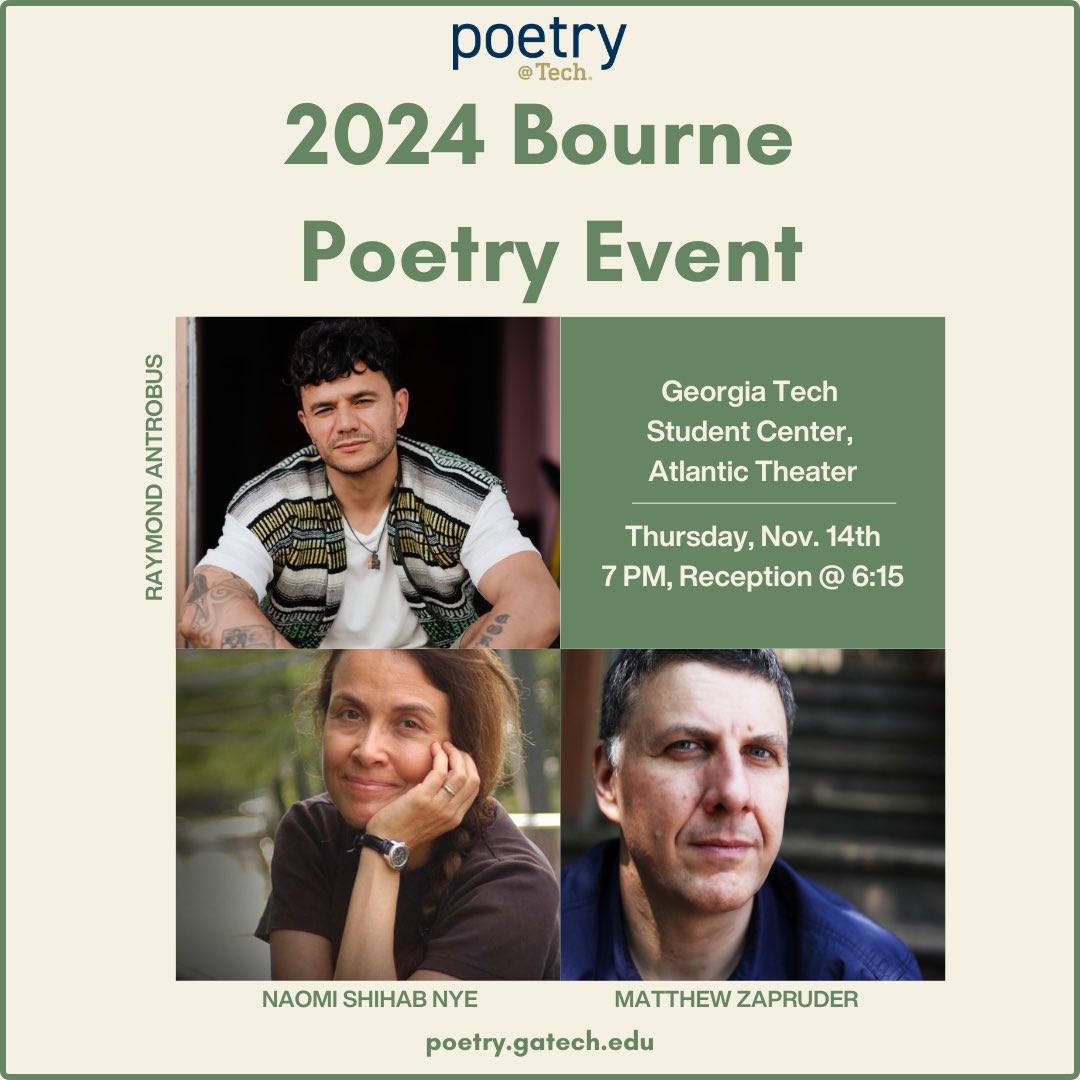 Join us this Thursday at 7pm, reception at 6:15pm. <a href="/matthewzapruder/">Matthew Zapruder</a> Raymond Antrobus and Naomi Shihab Nye