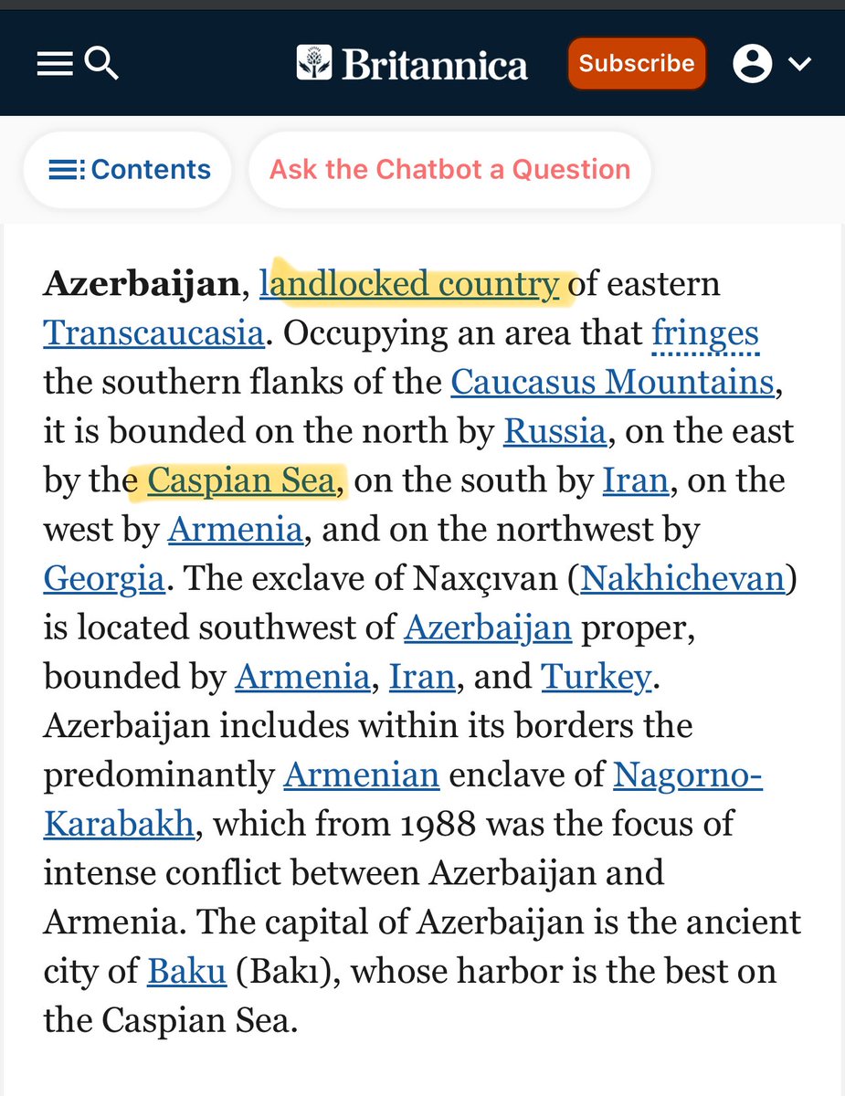 “Landlocked country” bordering the Caspian Sea