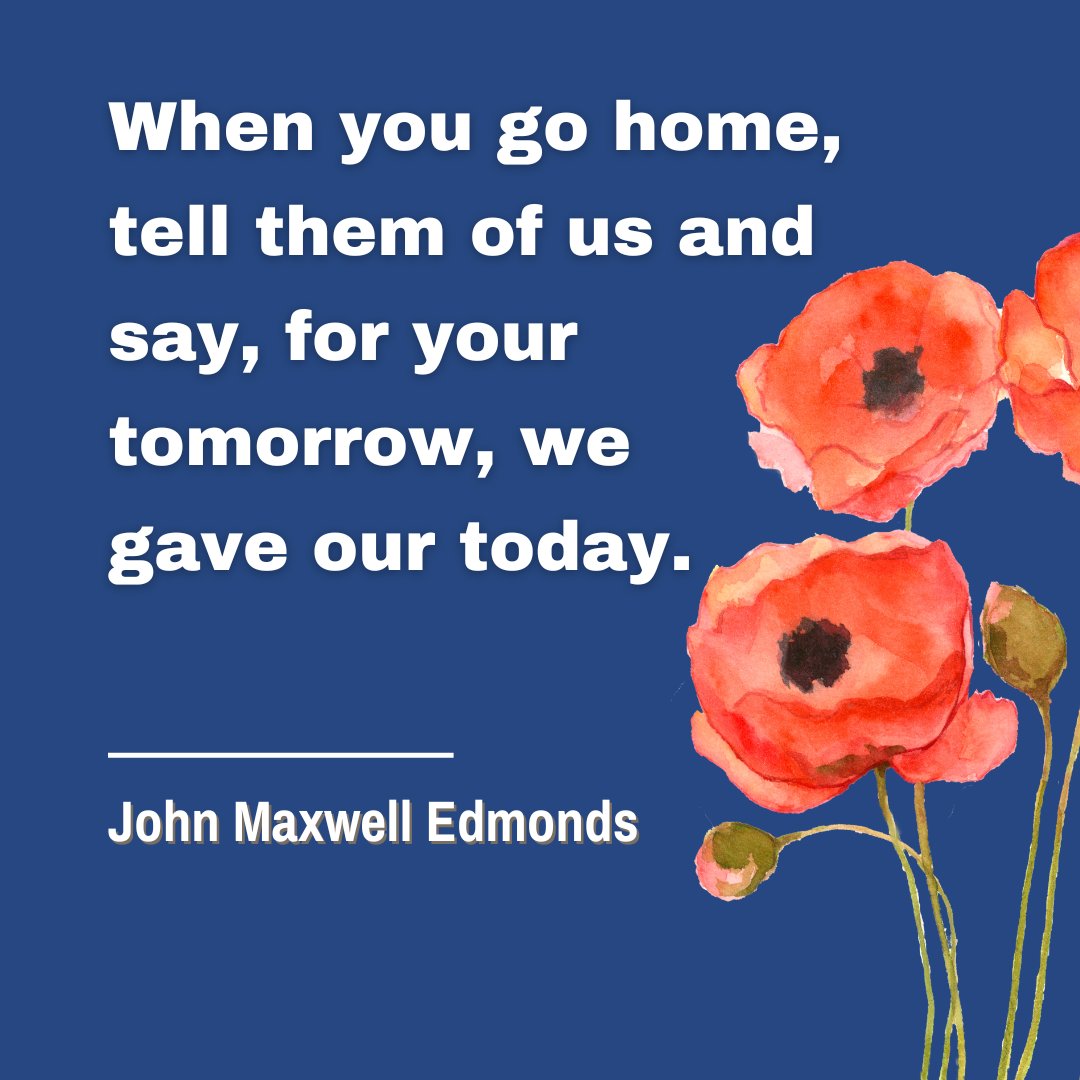 "When you go home, tell them of us and say, for your tomorrow, we gave our today."

This #RemembranceDay, please join us in a moment of silence and reflection as we remember our heroes. #lestweforget🌹