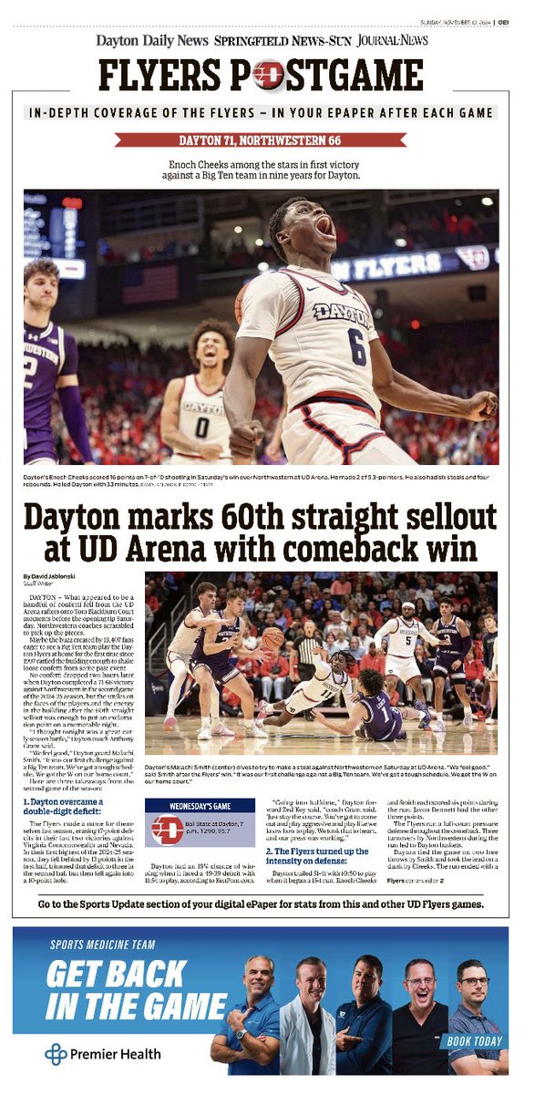 DavidPJablonski's tweet image. After every Dayton basketball game, we publish a Flyers Postgame special section in our ePaper on DaytonDailyNews.com. coxfirstmedia.com/daytondailynew…