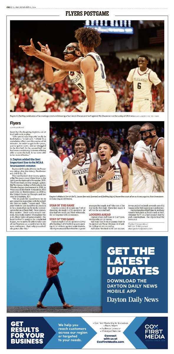 DavidPJablonski's tweet image. After every Dayton basketball game, we publish a Flyers Postgame special section in our ePaper on DaytonDailyNews.com. coxfirstmedia.com/daytondailynew…