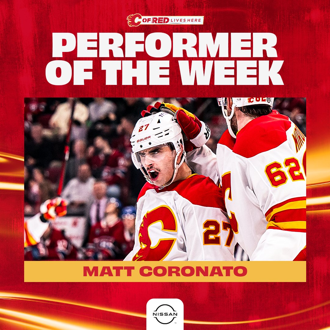 Calgary Flames (@nhlflames) on Twitter photo The kid is alright!
You have crowned Matt Coronato our <a href="/nissancanada/">Nissan Canada</a> Performer Of The Week thanks to his three-goal performance on our last road trip! The kid is alright!
You have crowned Matt Coronato our <a href="/nissancanada/">Nissan Canada</a> Performer Of The Week thanks to his three-goal performance on our last road trip!