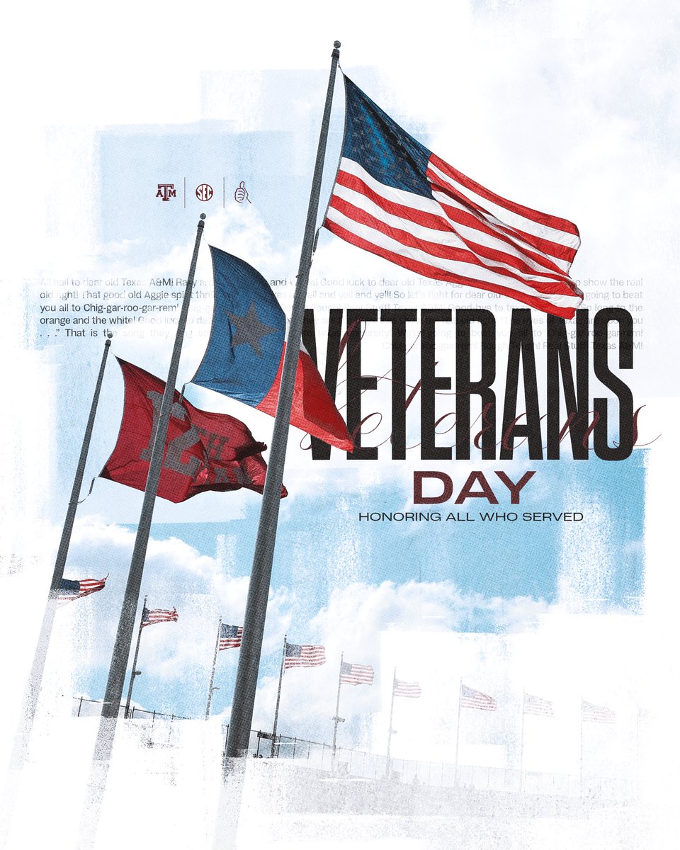 AggieFootball's tweet photo. Honoring all who served - today and every day. Thank you for your courage and selfless service. 🇺🇸

#GigEm https://t.co/4YidUOXMSr