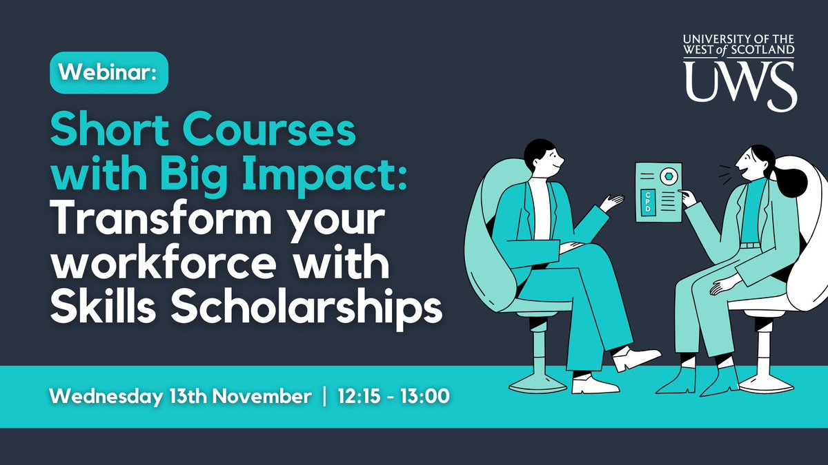 📢Last chance to register! 

Join our Skills Scholarships Webinar to find out more about how our fully funded short courses can support staff development within your organisation!

📅 Wednesday 13th November
⏰12:15-1:00pm

Sign up: bit.ly/SS-Webinar-Nov……