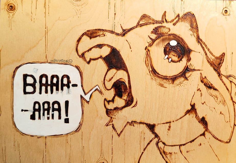 MewyFox's tweet photo. I'm still a vegetable. A lot of things have happened in that time, so yes. slowly come back here.  I rarely draw for myself lately.   But there's a bit of wood-burning here. https://t.co/8R79BaPNk7
