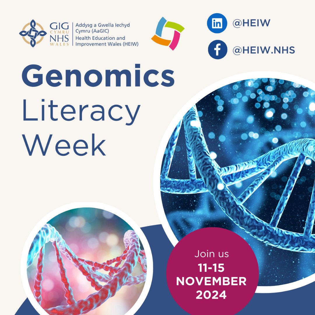 It’s #GenomicsLiteracyWeek! Where HEIW will be raising awareness amongst healthcare professionals of the benefits that genomics can bring to patient care

Find out more here: ow.ly/b5vO50U4ixy