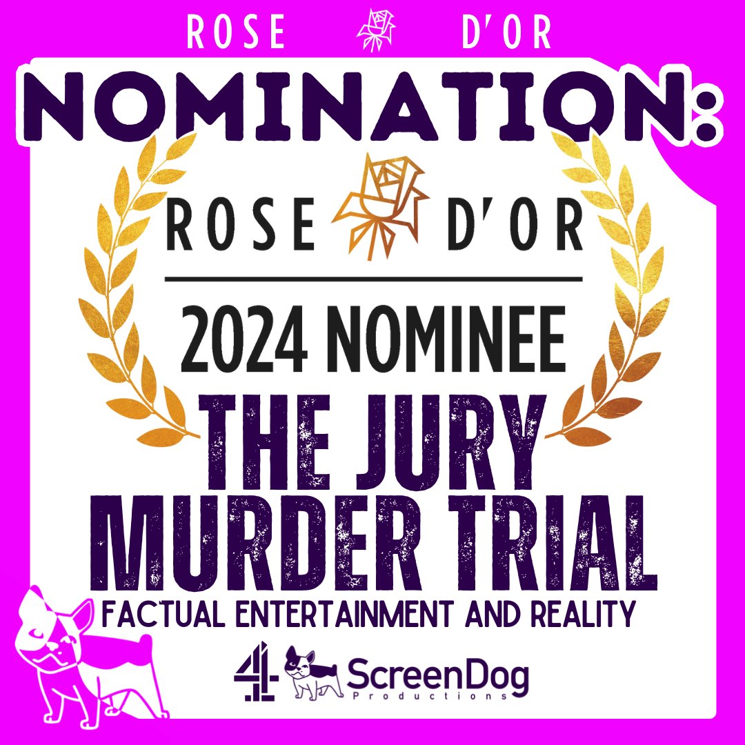 We are delighted to announce that ‘The Jury: Murder Trial’ has been nominated for the 'Best Factual Entertainment &amp; Reality' for the Rose d'Or Awards!! Another huge well done to everyone involved and thanks again to @channel4 #TheJury #TheJuryMurderTrial
