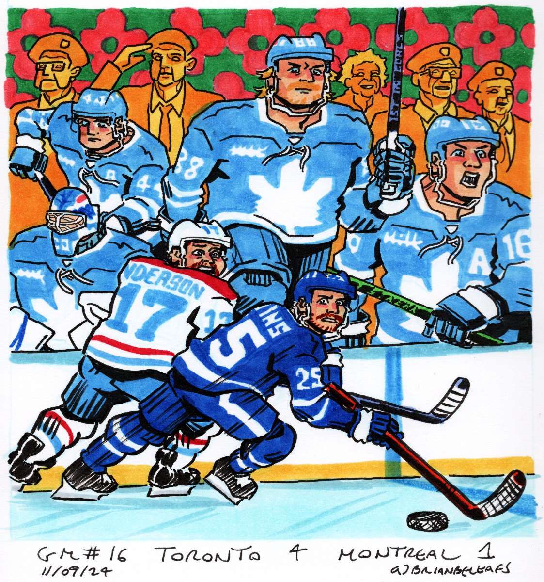 BrianBeLeafs's tweet photo. Game #16 Toronto 4 V Montreal 1 #TorontoMapleLeafs #RemembranceDay #LestWeForget #LeafsForever #LeafsNation #GoLeafsGo #ConnorTimmins #WilliamNylander #MitchMarner #JosephWoll #MorganRielly #JoshAnderson https://t.co/xp3VnfkGhG