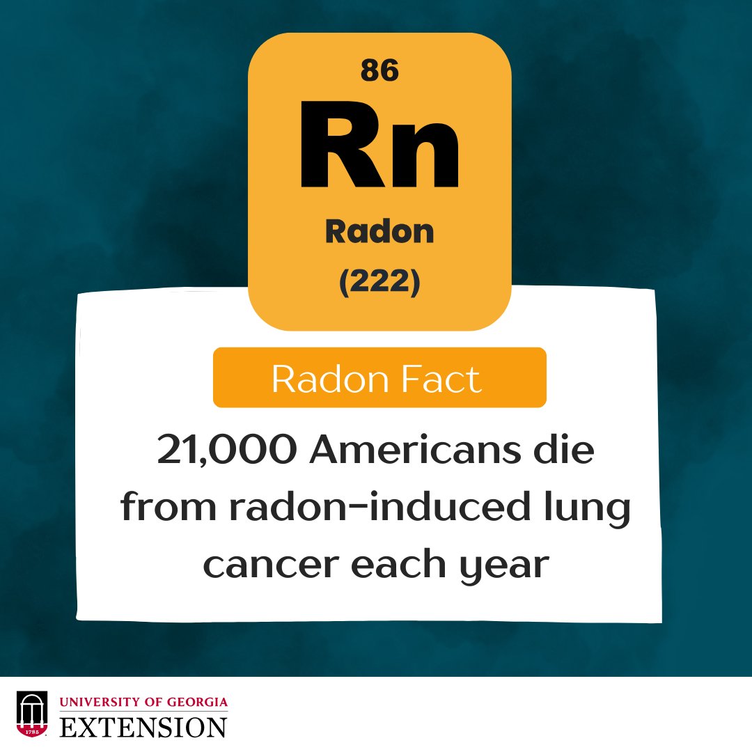UGA_GreenWay's tweet photo. #Radon is the 2nd leading cause of lung cancer.  Learn more at https://t.co/sKRFzCJB4U. Radon is a preventable health hazard. https://t.co/fbxRDpFb6w