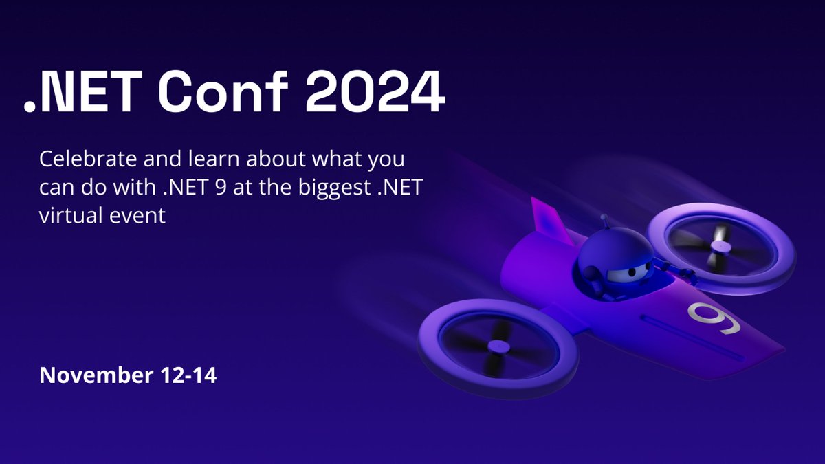 dotnetfdn's tweet image. 🎉 .NET Conf is TOMORROW! 🎉
Join Microsoft & the .NET community for 3 days of deep dives into .NET 9, AI integration, cloud-native development, and more!
🔥 Keynotes, workshops, and #CodeParty!
🏆 $60K in prizes!
💻 hubs.li/Q02XF01z0 #dotnetconf