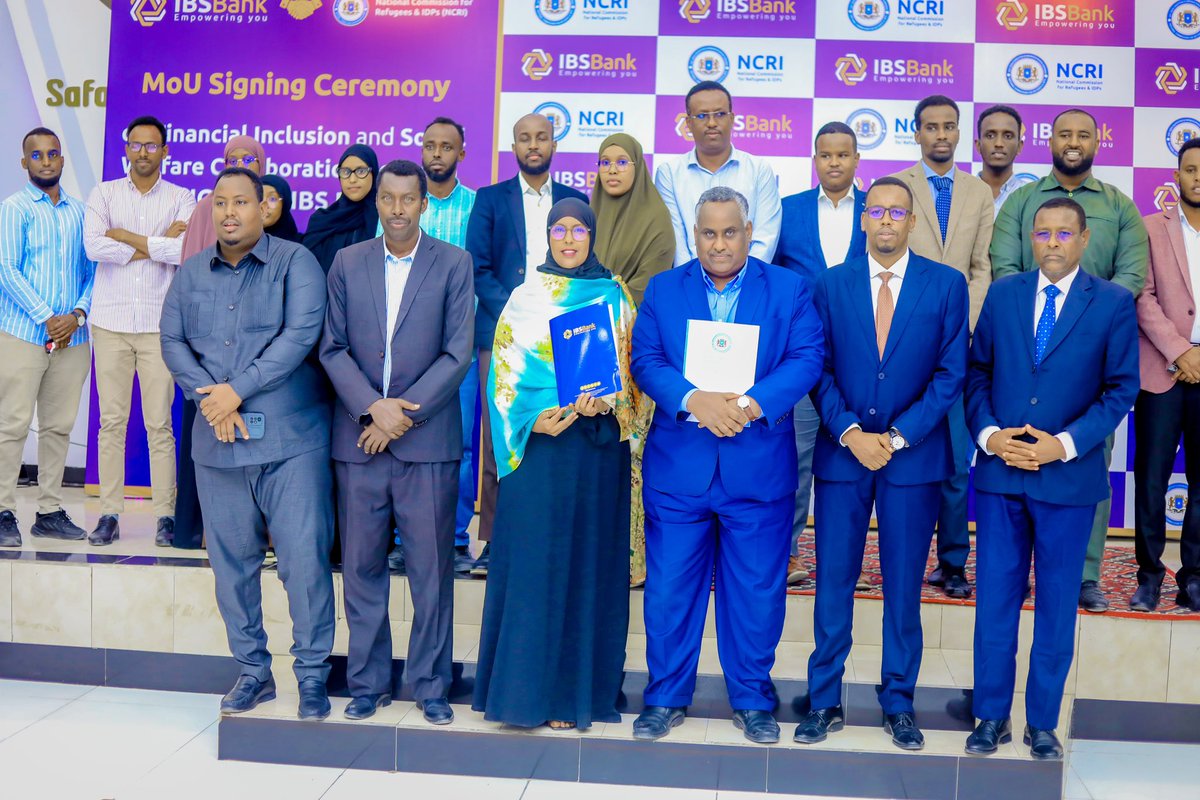 The Deputy DG of NIRA, <a href="/Abdirahman_Euro/">Abdirahman Said</a>, attended the signing ceremony of an MoU between <a href="/NCRIsom/">NCRI</a> &amp; IBS Bank. He praised the partnership, emphasizing NIRA’s commitment to offering free registration services to vulnerable groups, including IDPs, to ensure their economic inclusion.