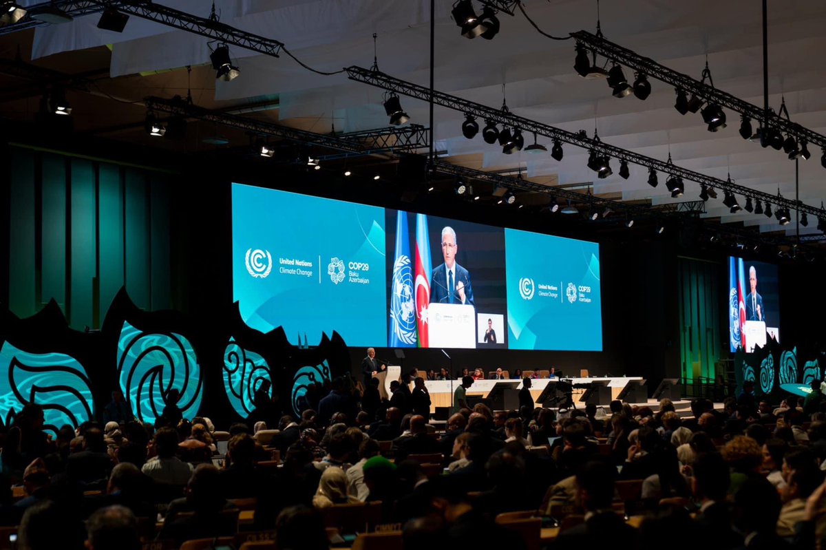 Today a historic moment with the opening of #COP29Azerbaijan, setting the agenda the mission we have ahead of us.Now it's time to enhance ambition and action, and to move forward in solidarity for a green world. #COP29 #COP29Azerbaijan