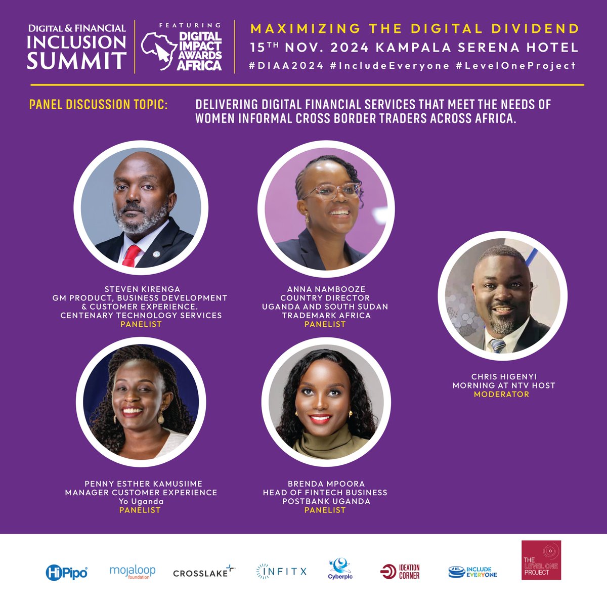 Panel discussion on "Delivering Digital Financial Services That Meet the Needs of Women Informal Cross-Border Traders Across Africa" will take place at the Digital &amp; Financial Inclusion Summit (#DIAA2024) on 15th November 2024. 

The discussion features:

<a href="/stkirenga/">Steven Kirenga</a> (GM Product &amp;