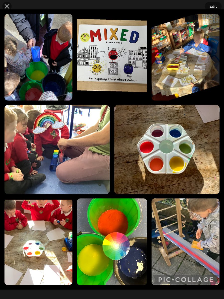 This afternoon the Nursery session worked together to mix our own colours. We used primary colours to combine into all the colours of the rainbow. Then we used these to make our own paintings 🌈 <a href="/garntegprimary/">Garnteg Primary</a>
