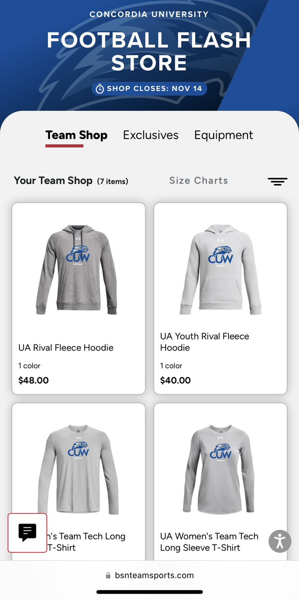 Only available thru Nov. 14, get your gear orders in!! #CUWFootball 

bsnteamsports.com/shop/FBFlash