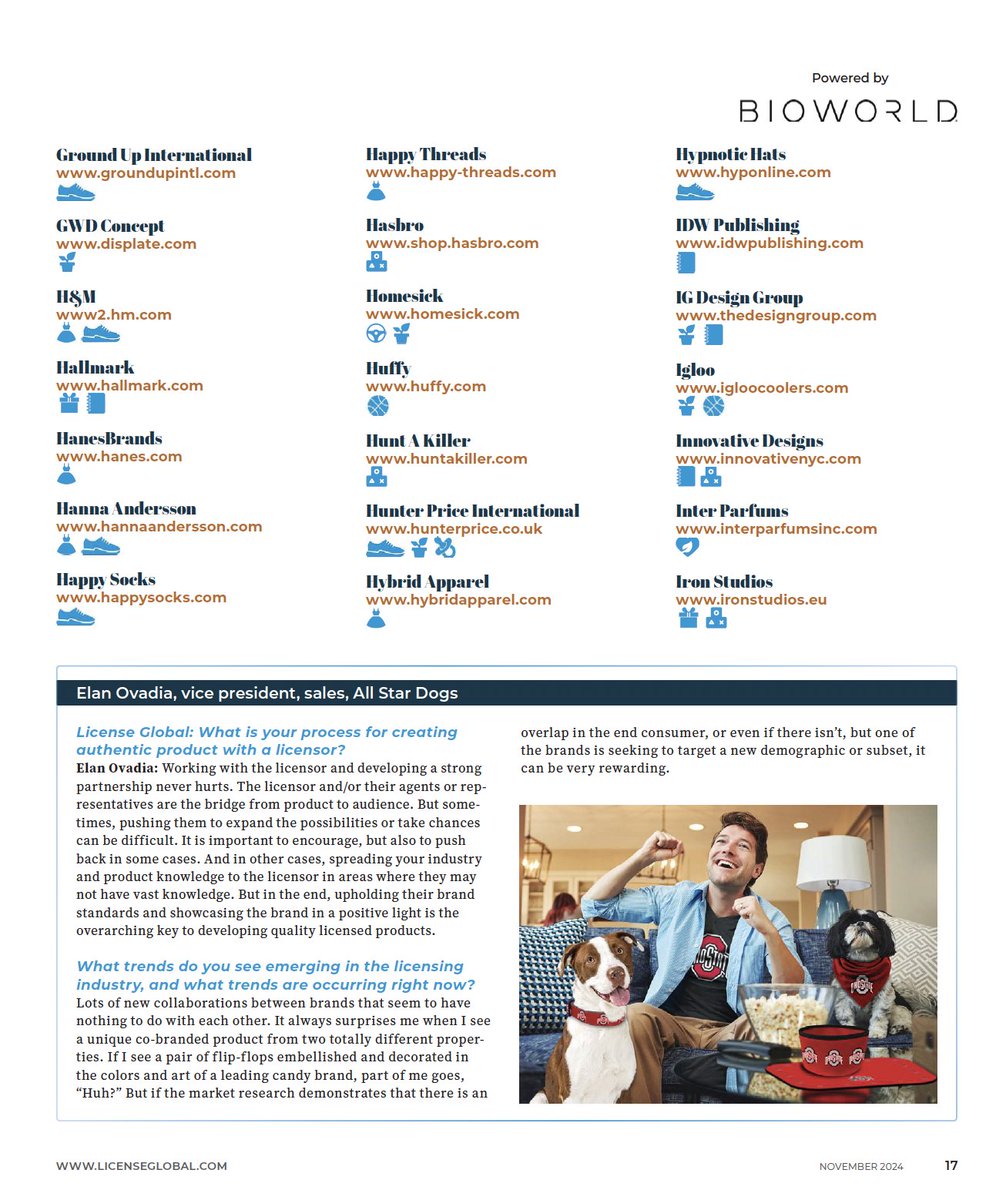 Proud to have <a href="/AllStarDogsUSA/">All Star Dogs</a>  voted a "Leading Licensee" by <a href="/licensemag/">License Global</a> magazine for 2024. Check out my interview about creating authentic brand products with new licensors. #leadinglicensee #Licenseglobal #checkusout #dogproducts #dogs  #dogparents #madeintheusa #allstardogs