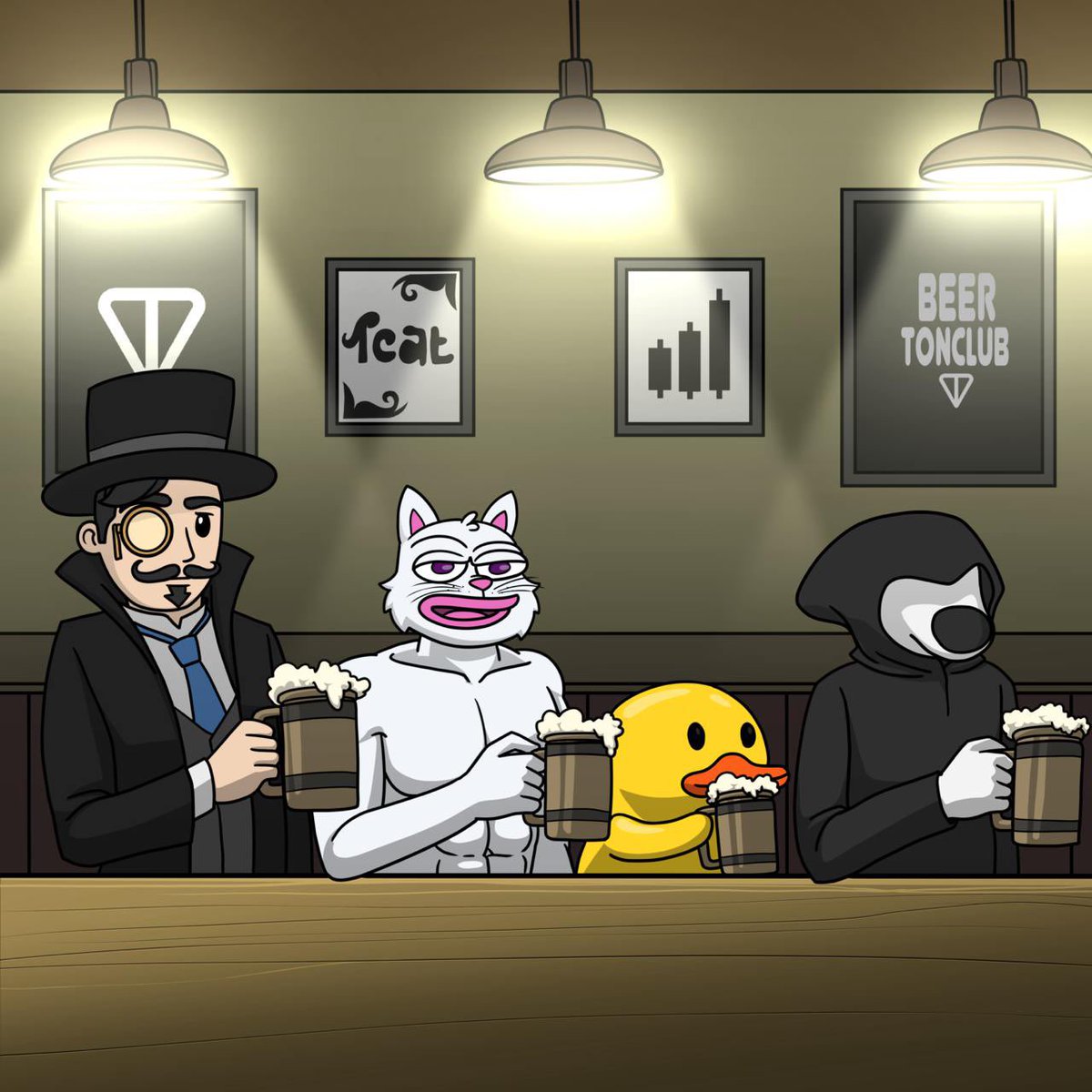 TonCatonTon's tweet image. After a hard day’s hustle, it’s time to unwind!

@TonCatonTon , @gentlemanonton @duckonton , and @redotoken kicking back at the @ton_society Club, celebrating wins and friendships. 

Cheers to the power of collaboration—because nothing beats a drink with friends after making…