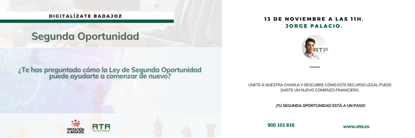 ¡Ya puedes inscribirte en la Jornada Online gratuita sobre la Ley de Segunda Oportunidad!

Detalles del evento:

📅 Fecha: 13 de noviembre
🕢 Hora: 11 h.
📍 Inscripción abierta: docs.google.com/forms/d/e/1FAI… (cuando te inscribas recibirás el enlace de Zoom para la conexión)

🏃‍♂️Da el