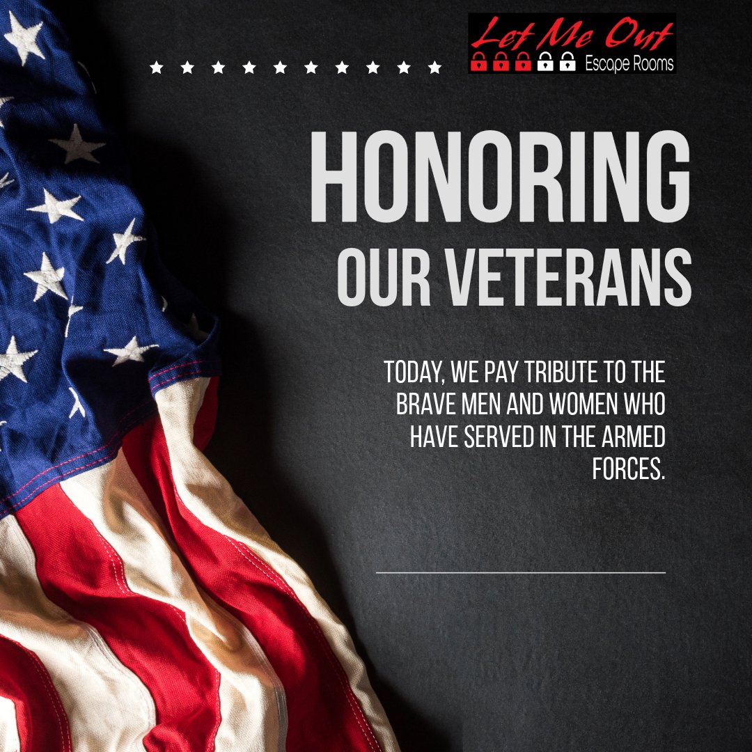 Let Me Out Escape Rooms, honoring all that served!

#VeteransDay #army #marines #navy #coastguard #airforce #spaceforce