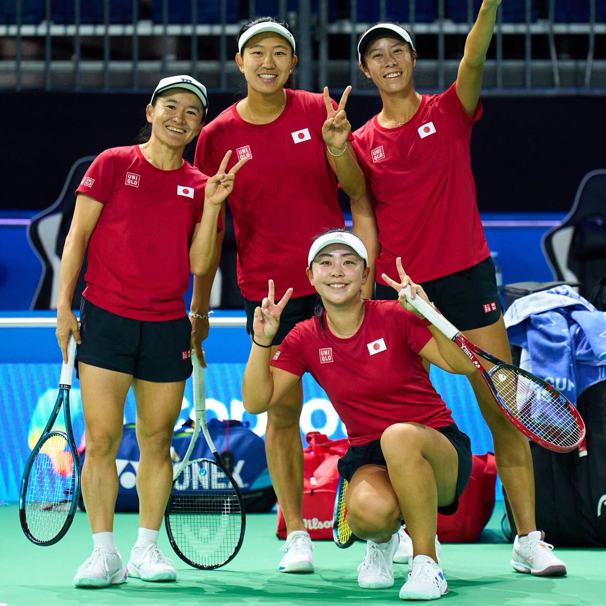 Japan bringing the good vibes to Malaga ✌️

They face Romania on Thursday 14 November 🇯🇵

#BJKCup