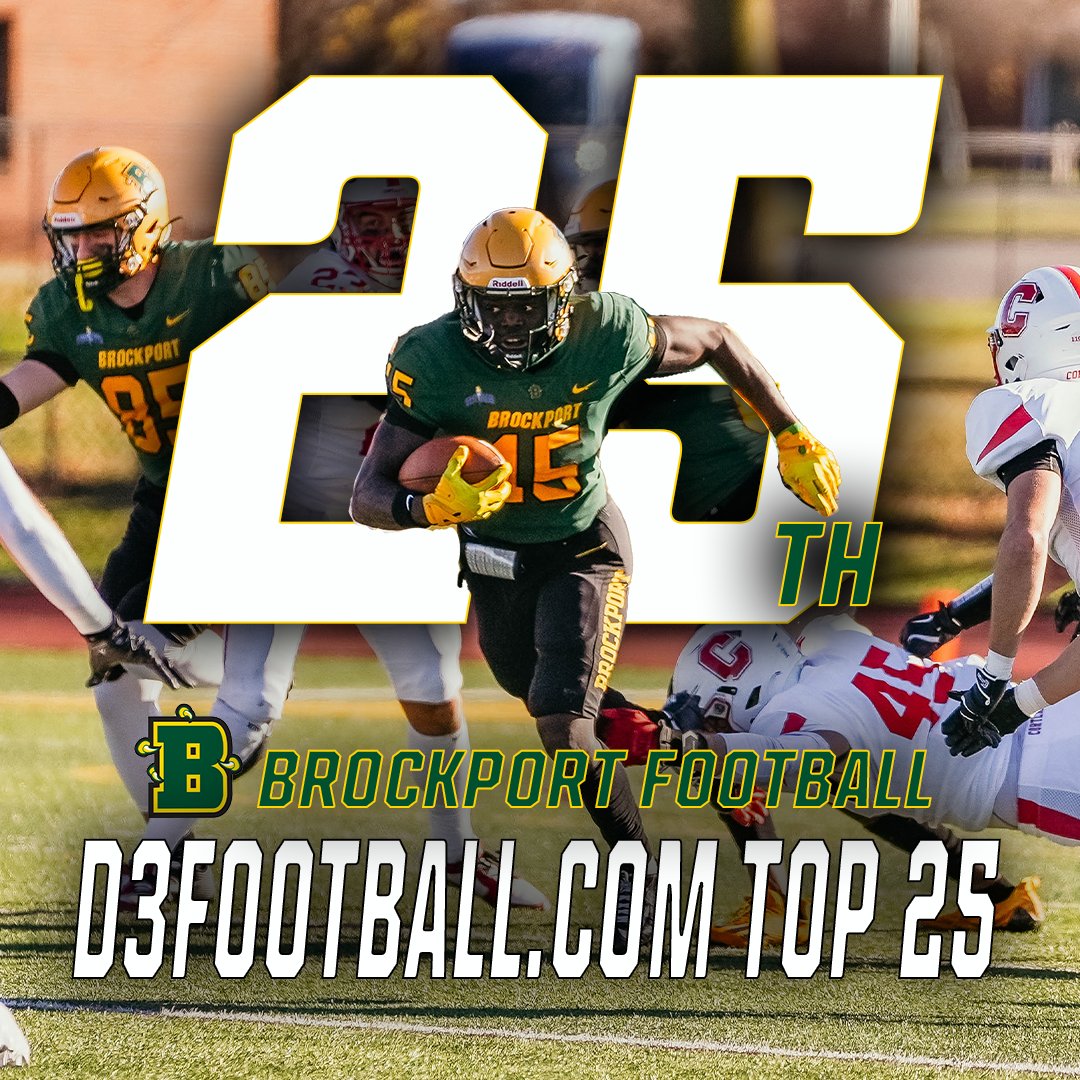 Brockport Athletics (@bportathletics) on Twitter photo Brockport EARNED Top 25 status in the latest <a href="/d3football/">D3football.com</a> poll📈🦅🏈
<a href="/BPort_Football/">Brockport Football</a> jumps up to No.2⃣5⃣in the nation after receiving top 25 votes for the past few weeks👏👏
<a href="/Empire8/">Empire 8</a> | #UndefeatedEffort | #d3fb Brockport EARNED Top 25 status in the latest <a href="/d3football/">D3football.com</a> poll📈🦅🏈
<a href="/BPort_Football/">Brockport Football</a> jumps up to No.2⃣5⃣in the nation after receiving top 25 votes for the past few weeks👏👏
<a href="/Empire8/">Empire 8</a> | #UndefeatedEffort | #d3fb