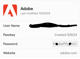 Jesse_Denny's tweet photo. @Adobe make me change my password once a week. Here was last weeks. https://t.co/DdAPtbyoP2