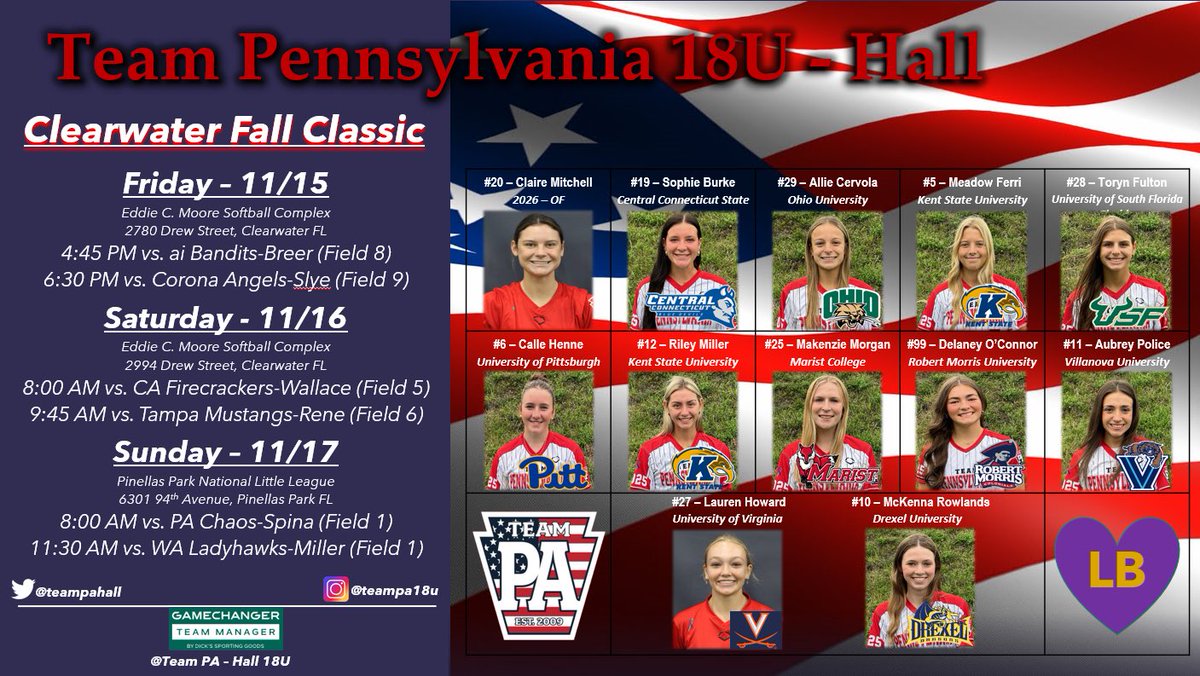 Team PA Hall 18U & Team PA Hall 2026 (@teampahall) on Twitter photo Team Pa Hall 18u, heads to our favorite event of the year! TNJ Clearwater Fall Classic Invitational!
The crew is back together for this event <a href="/LHoward2026/">Lauren Howard</a> and <a href="/ClaireMitch2026/">Claire Mitchell</a> teaming up with their OG crew to finish fall!
Can’t wait to compete against these teams this weekend! Team Pa Hall 18u, heads to our favorite event of the year! TNJ Clearwater Fall Classic Invitational!
The crew is back together for this event <a href="/LHoward2026/">Lauren Howard</a> and <a href="/ClaireMitch2026/">Claire Mitchell</a> teaming up with their OG crew to finish fall!
Can’t wait to compete against these teams this weekend!